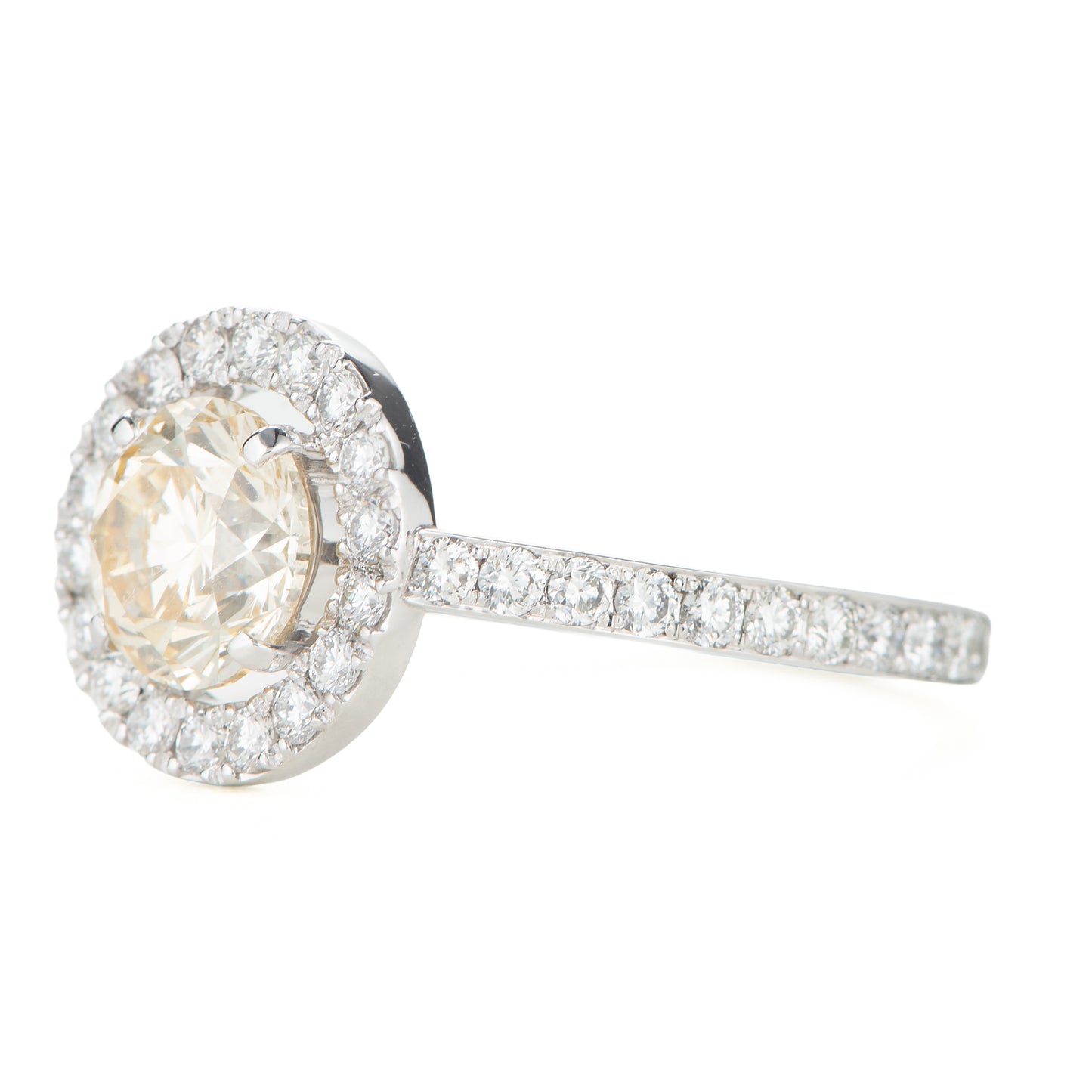 1.50ct ファンシーライトオレンジーイエローダイヤモンドリング プラチナ製 (1.50ctFancy Light Orangy Yellow SI2 Pt900)中宝研