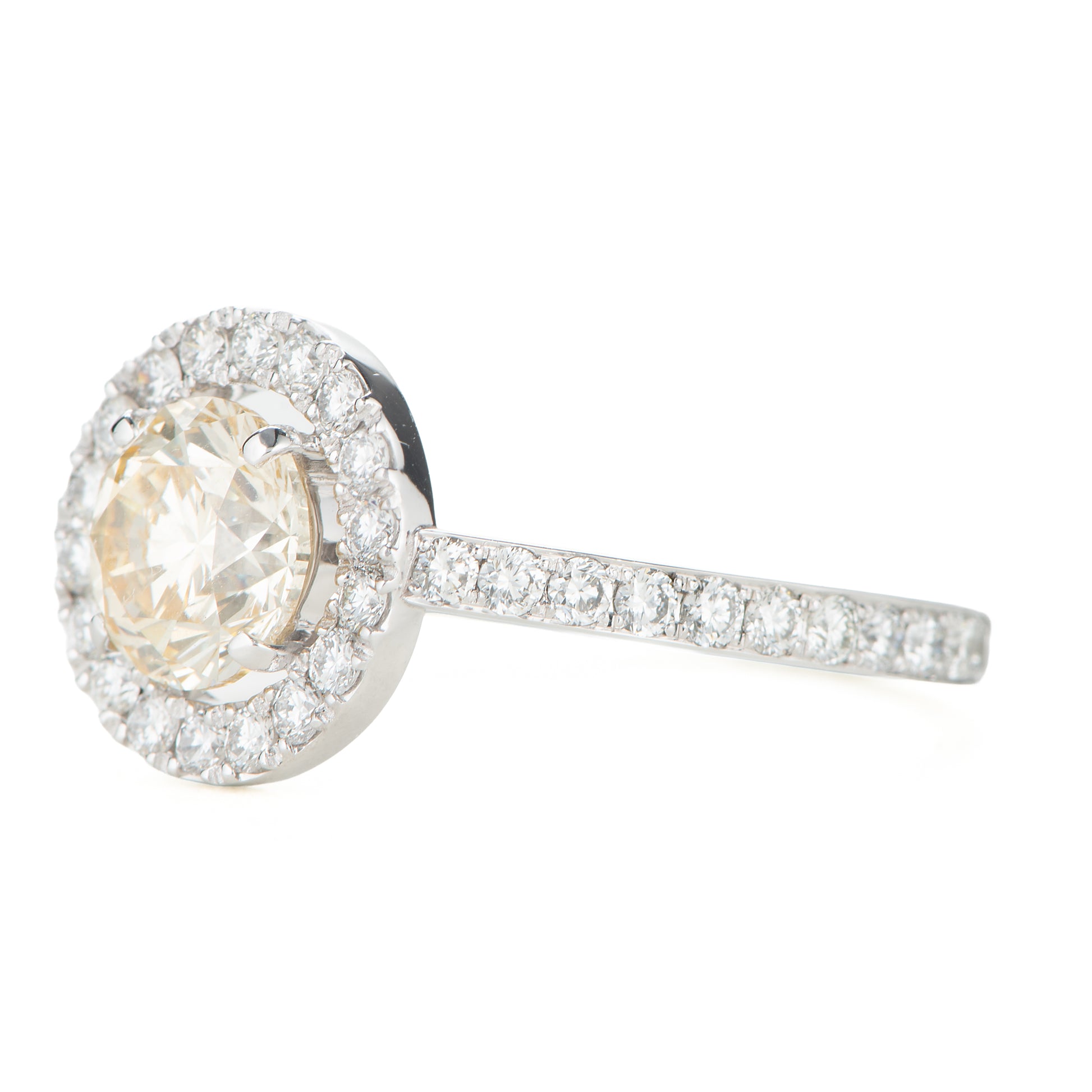 1.50ct ファンシーライトオレンジーイエローダイヤモンドリング プラチナ製 (1.50ctFancy Light Orangy Yellow SI2 Pt900)中宝研