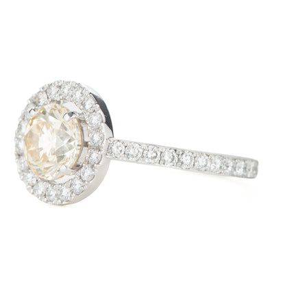 1.50ct ファンシーライトオレンジーイエローダイヤモンドリング プラチナ製 (1.50ctFancy Light Orangy Yellow SI2 Pt900)中宝研