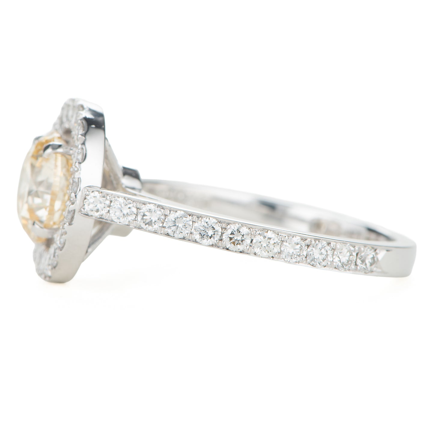 1.50ct ファンシーライトオレンジーイエローダイヤモンドリング プラチナ製 (1.50ctFancy Light Orangy Yellow SI2 Pt900)中宝研