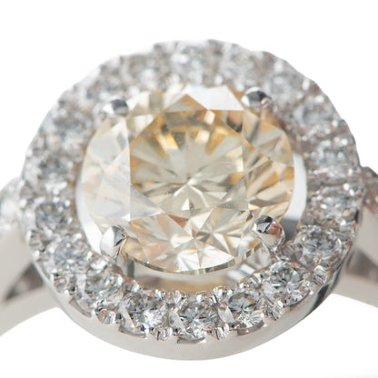 1.50ct ファンシーライトオレンジーイエローダイヤモンドリング プラチナ製 (1.50ctFancy Light Orangy Yellow SI2 Pt900)中宝研