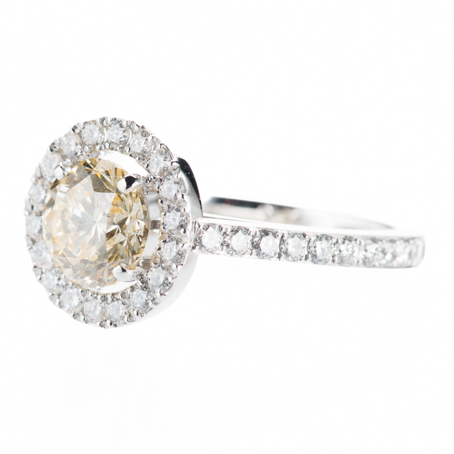 1.50ct ファンシーライトオレンジーイエローダイヤモンドリング プラチナ製 (1.50ctFancy Light Orangy Yellow SI2 Pt900)中宝研