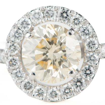 1.50ct ファンシーライトオレンジーイエローダイヤモンドリング プラチナ製 (1.50ctFancy Light Orangy Yellow SI2 Pt900)中宝研