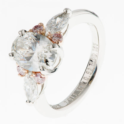 2ct オーバルダイヤモンドプラチナリング(2.01ct E VS2 0.52/0.165 GIA)