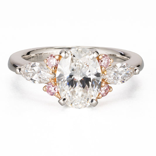ZUISHO | 2.01ct オーバルダイヤモンドプラチナリング(2.01ct E VS2 0.52/0.165 GIA)Pt950/K18PG
