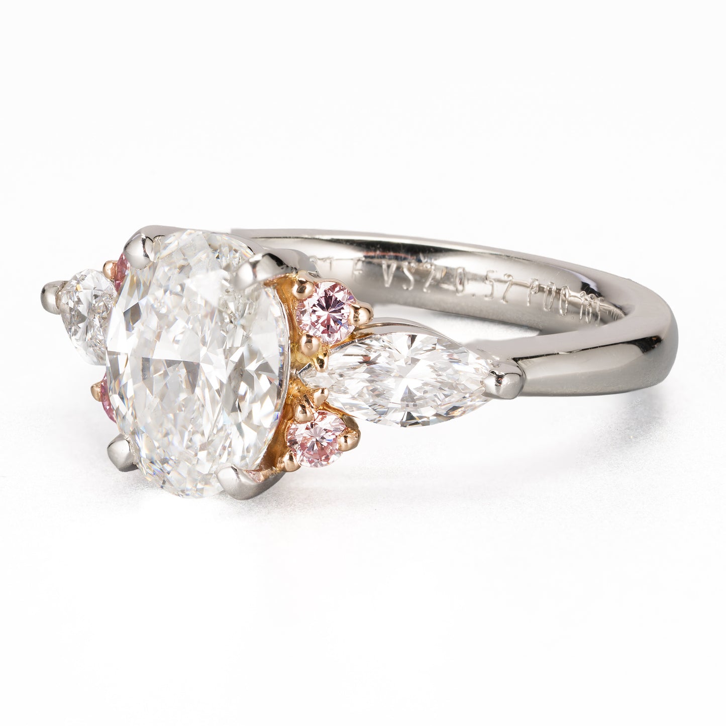 ZUISHO | 2.01ct オーバルダイヤモンドプラチナリング(2.01ct E VS2 0.52/0.165 GIA)Pt950/K18PG