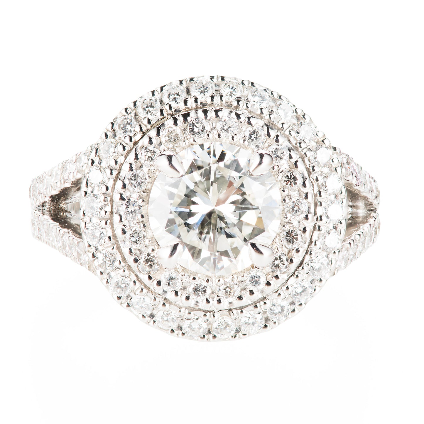 1.5ct J VVS1 ダイヤモンダブルハローリング(1.51ct J VVS1 D0.89 GIA