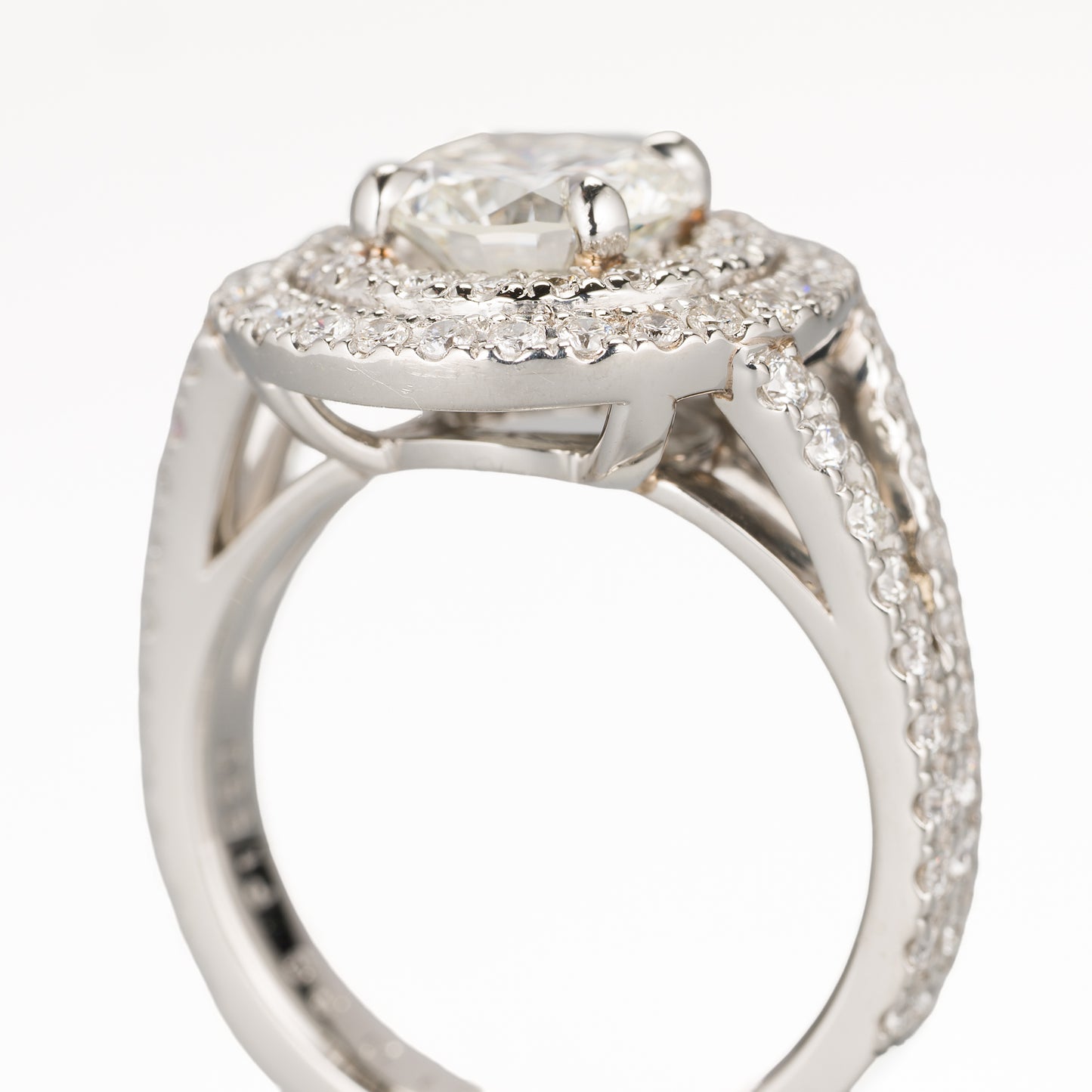 ZUISHO｜Pt950 ダイヤモンド 1.51ct (J/VVS1) ダイヤモンド 0.89ct(G-H/VS+) ダブルハロー リング（GIAレポート付）