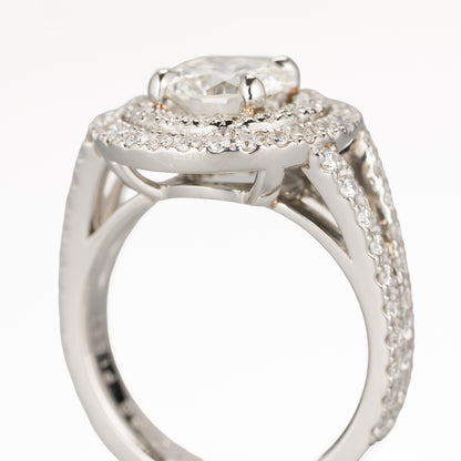ZUISHO｜Pt950 ダイヤモンド 1.51ct (J/VVS1) ダイヤモンド 0.89ct(G-H/VS+) ダブルハロー リング（GIAレポート付）