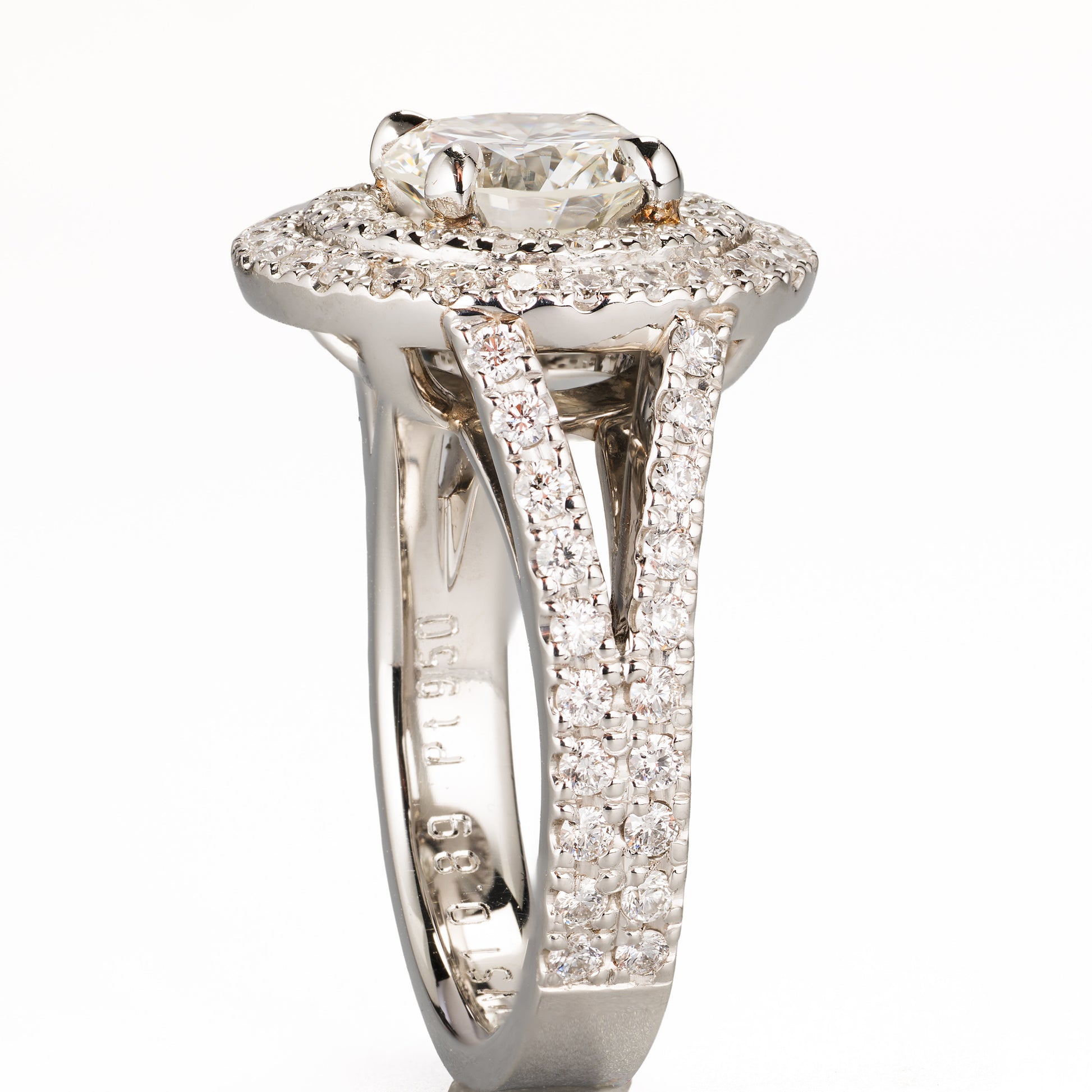 ZUISHO｜Pt950 ダイヤモンド 1.51ct (J/VVS1) ダイヤモンド 0.89ct(G-H/VS+) ダブルハロー リング（GIAレポート付）