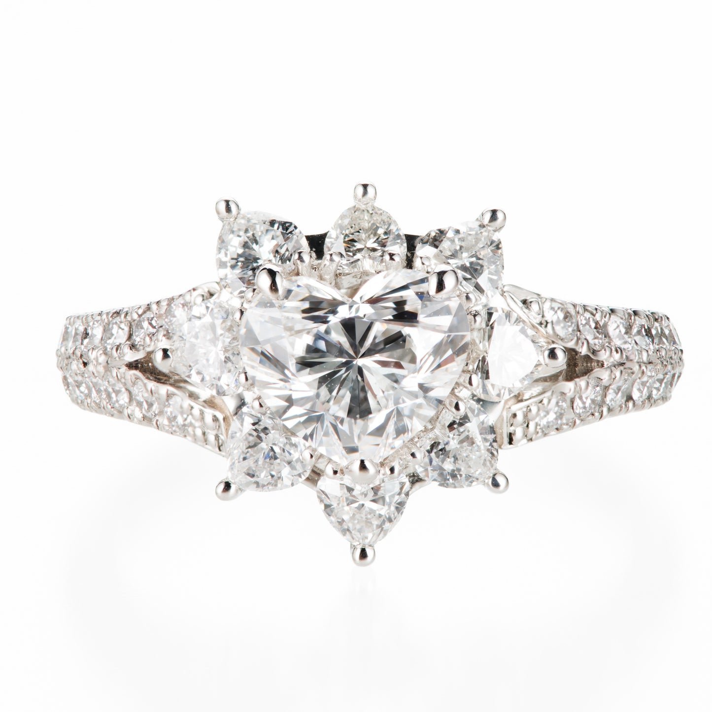 1ct ハートシェイプダイヤモンド取り巻きプラチナリング(1.01ct D VS1 1.01/1.03 GIA)