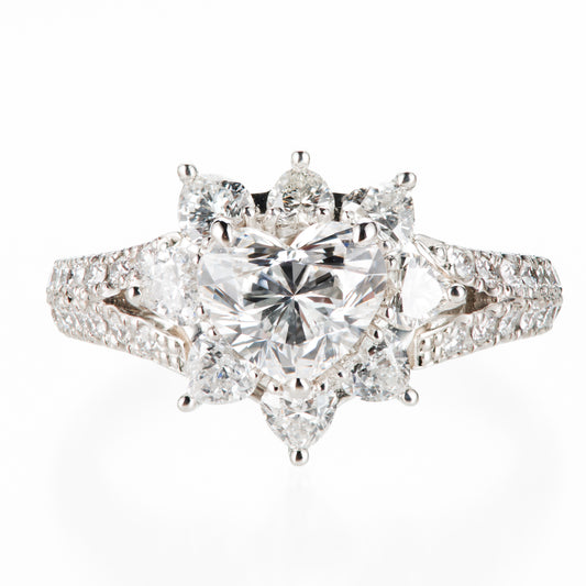 1ct ハートシェイプダイヤモンド取り巻きプラチナリング(1.01ct D VS1 1.01/1.03 GIA)