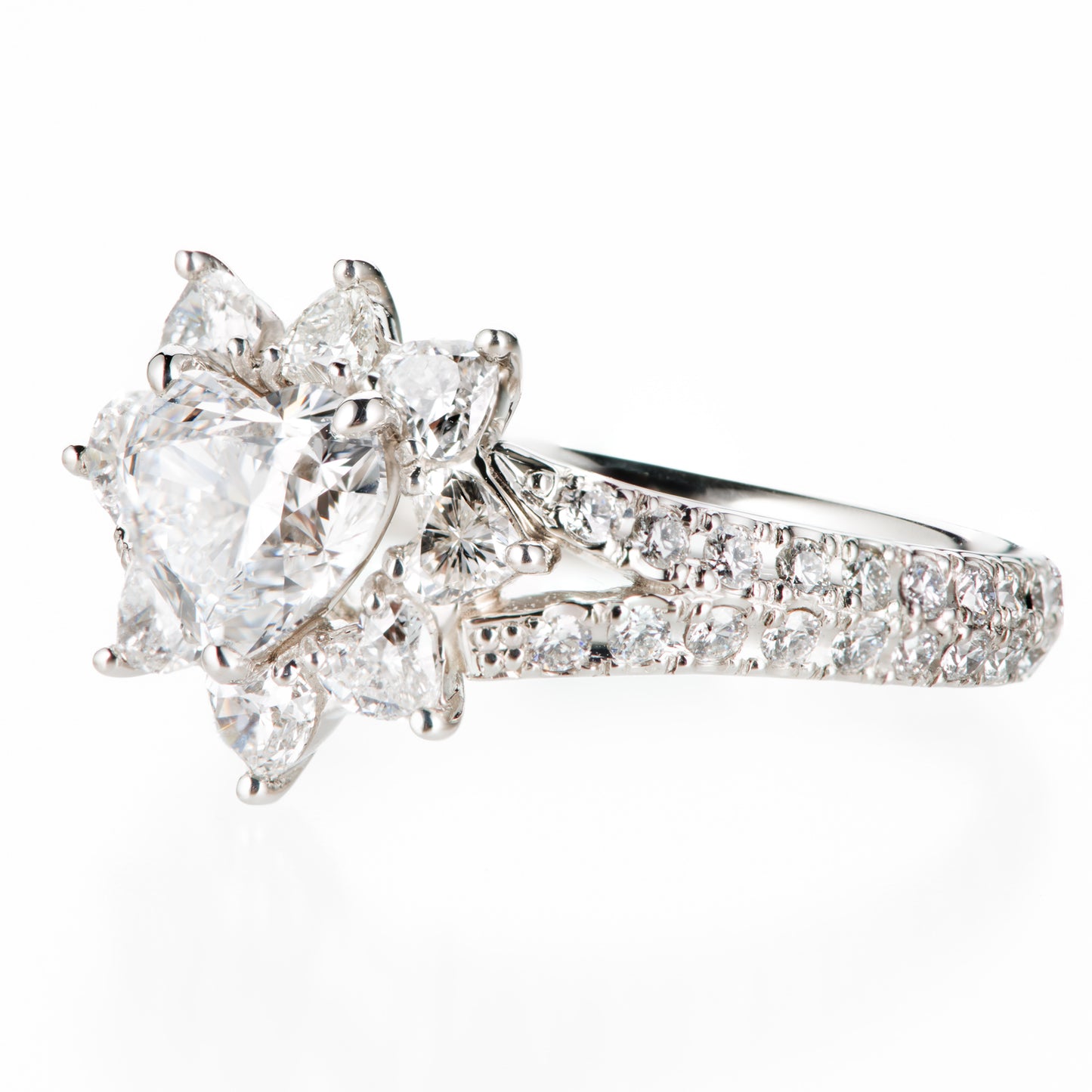 1ct ハートシェイプダイヤモンド取り巻きプラチナリング(1.01ct D VS1 1.01/1.03 GIA)