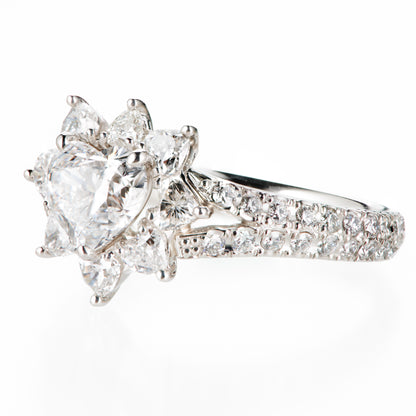 1ct ハートシェイプダイヤモンド取り巻きプラチナリング(1.01ct D VS1 1.01/1.03 GIA)