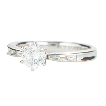 0.63ct G VVS2 Very Good エンゲージリング ラウンドカット ダイヤモンド プラチナリング  (D: 0.63/0.14ct) Pt900 GIA