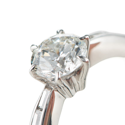 0.63ct G VVS2 Very Good エンゲージリング ラウンドカット ダイヤモンド プラチナリング  (D: 0.63/0.14ct) Pt900 GIA