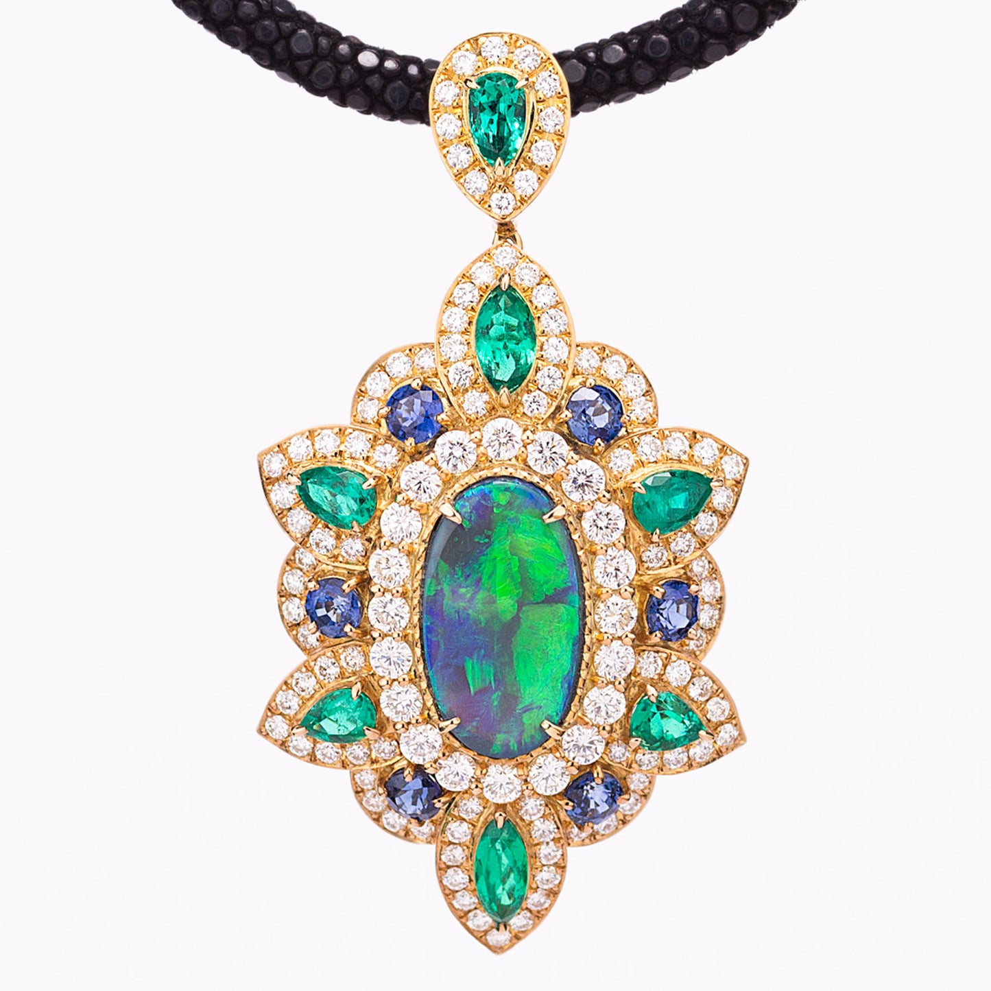 Black Opal emerald sapphire pendant head