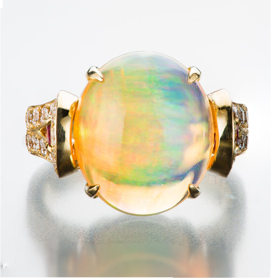 メキシコオパールリング イエローゴールドリング