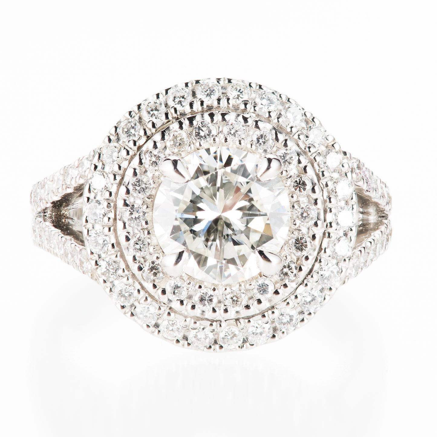 1.5ct J VVS1 ダイヤモンダブルハローリング(1.51ct J VVS1 D0.89 GIA