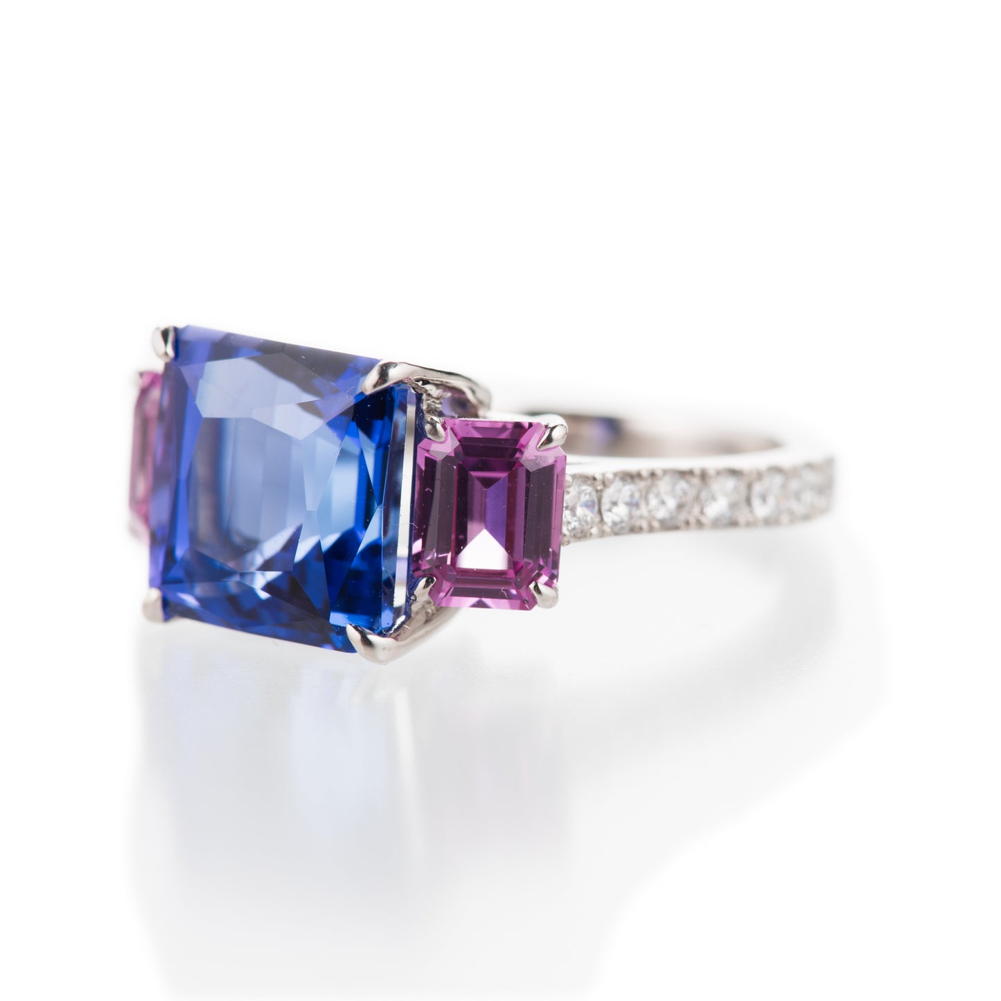 6ct タンザナイトｘピンクサファイアxダイヤモンドプラチナ製リング T:6.00ct PS:1.62 D:0.41ct Pt950