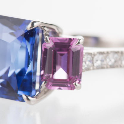 6ct タンザナイトｘピンクサファイアxダイヤモンドプラチナ製リング T:6.00ct PS:1.62 D:0.41ct Pt950