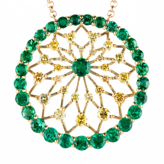 Spark スパーク　4ctコロンビア産エメラルド イエローゴールドペンダント E:4.18ct D:1.33ct K18YG