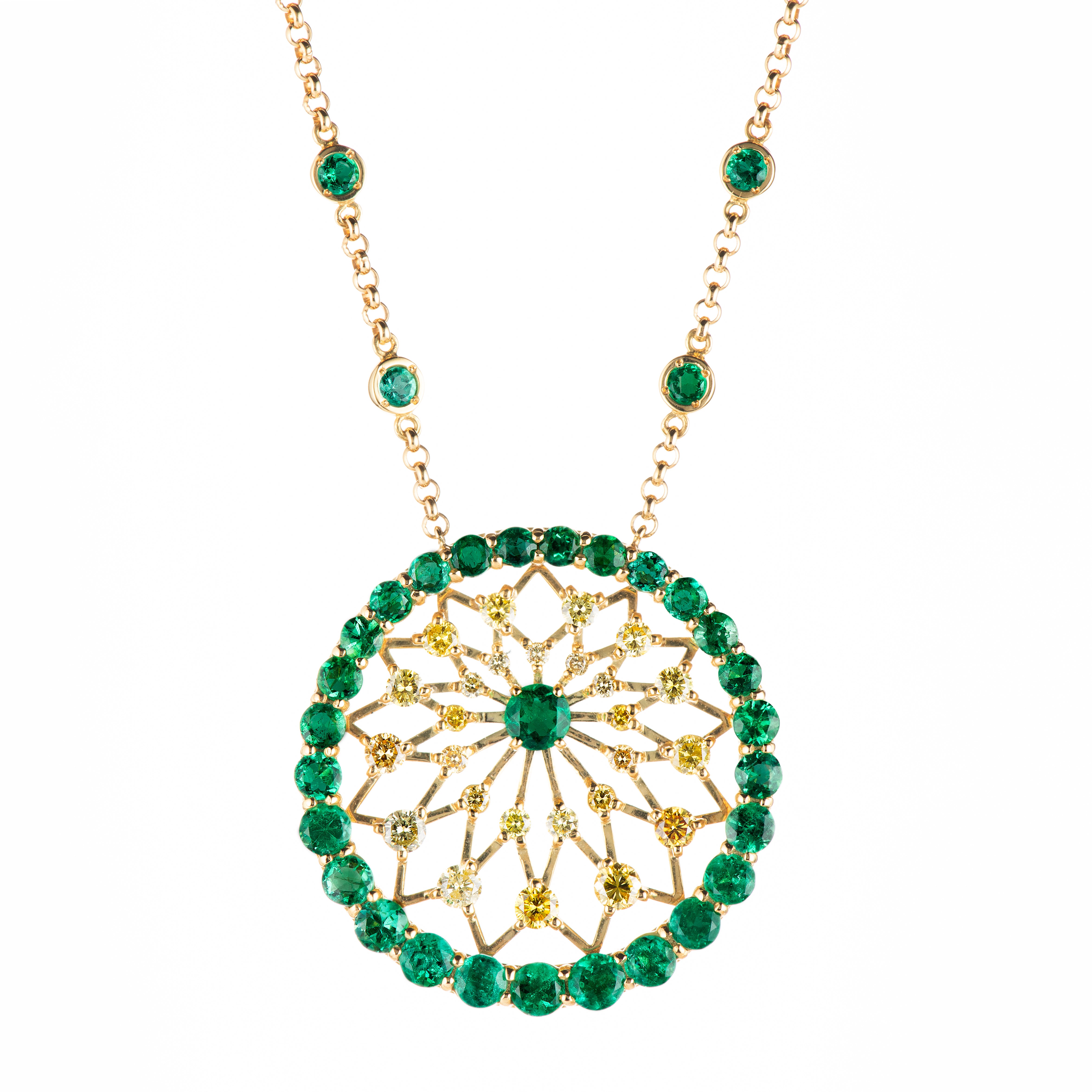 4ctコロンビア産エメラルド イエローゴールドペンダント E:4.18