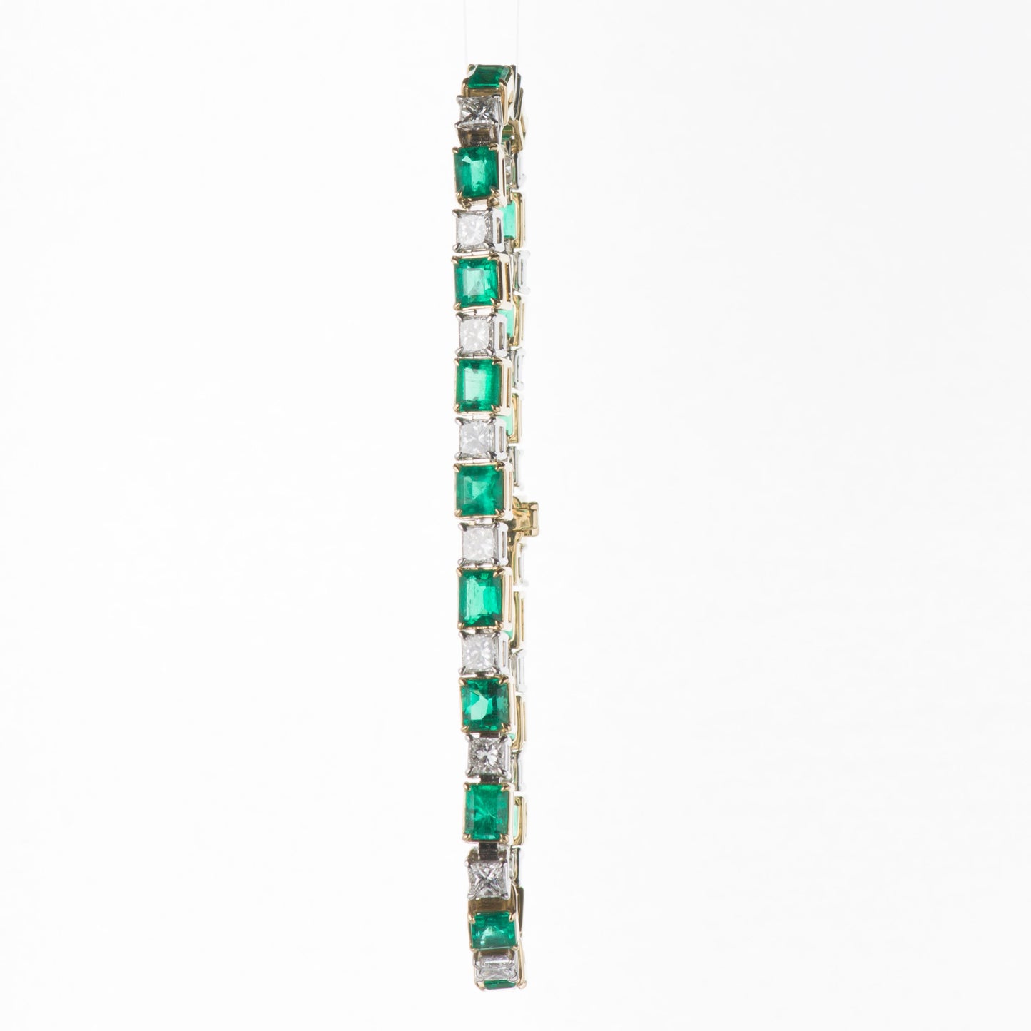 コロンビア産エメラルドxダイヤモンドイエローゴールドプラチナブレスレット (E 6.49 D4.28ct K18YG/Pt950)