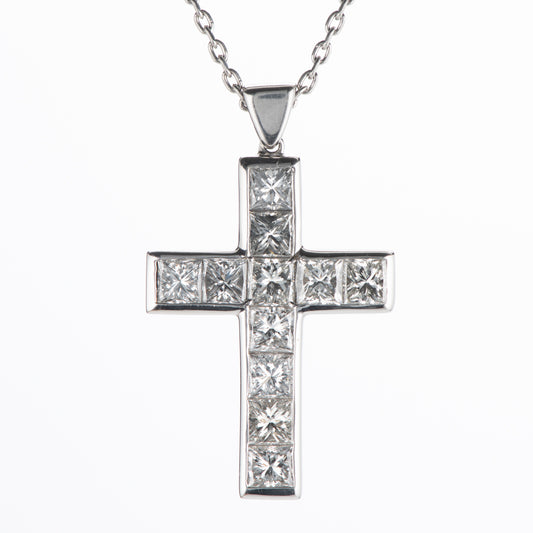 3.63ct　ダイヤモンドプラチナクロスペンダント(D 3.63ct Pt900/850)