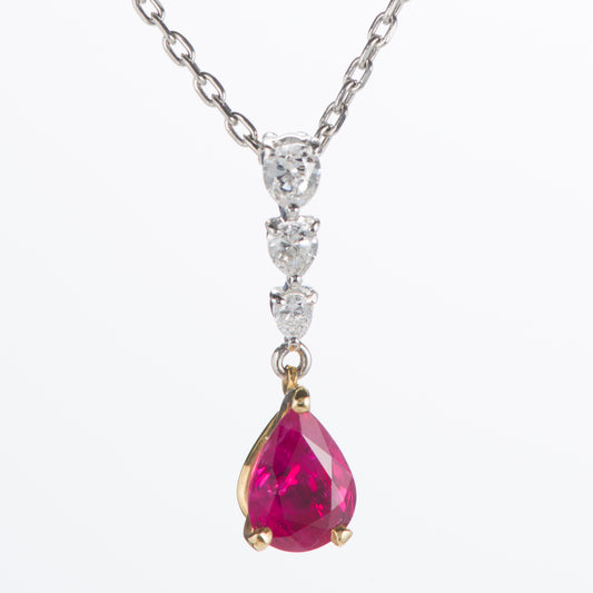 1.22ct ルビーxダイヤモンドプラチナペンダント ( R1.22ct D0.30ct K18YG/Pt900/Pt850)