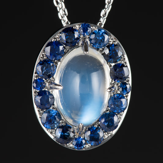 ブルームーン×サファイアペンダント　プラチナ製