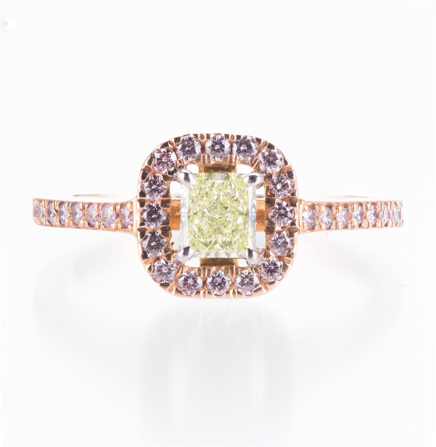 イエローグリー＆ピンクダイヤモンドピンクゴールドリング