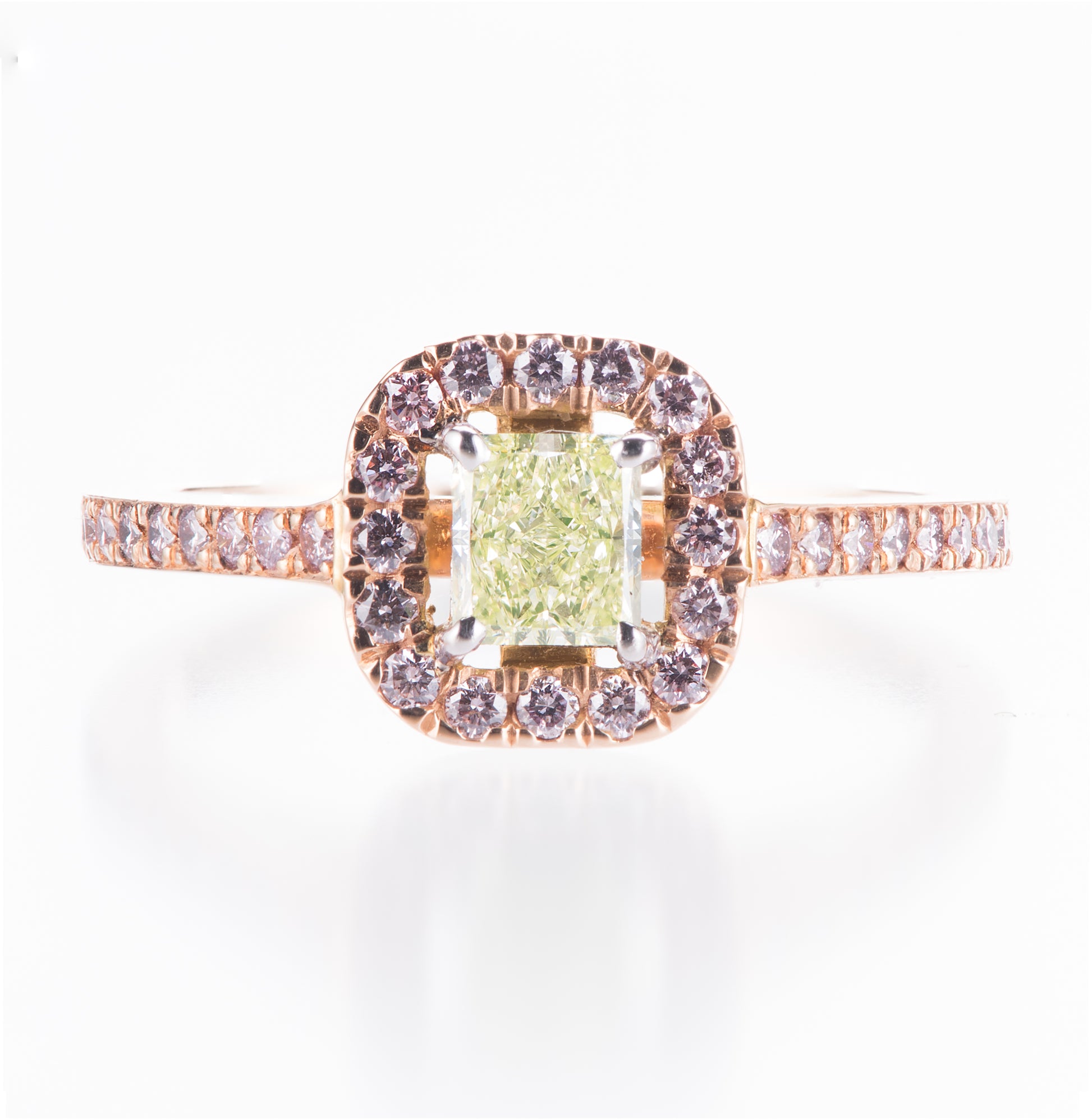 イエローグリー＆ピンクダイヤモンドピンクゴールドリング