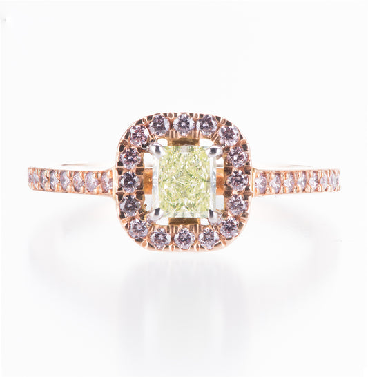 イエローグリー＆ピンクダイヤモンドピンクゴールドリング