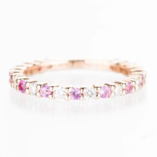 1.9mm ピンクサファイア×ダイヤモンド ピンクゴールド ハーフエタニティリング