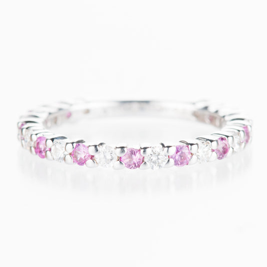 1.9mm ピンクサファイア×ダイヤモンド ホワイトゴールド ハーフエタニティリング
