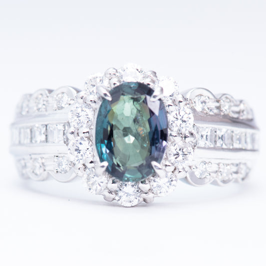 1.3ct アレキサンドライトリング Al 1.30ct D0.80ct Pt900