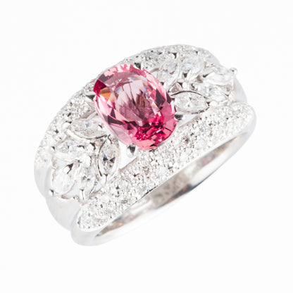 1.87ct パパラチアサファイアxダイヤモンドプラチナ製リング（1.87ct　D0.82ct Pt900）GIA