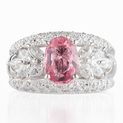 1.87ct パパラチアサファイアxダイヤモンドプラチナ製リング（1.87ct　D0.82ct Pt900）GIA