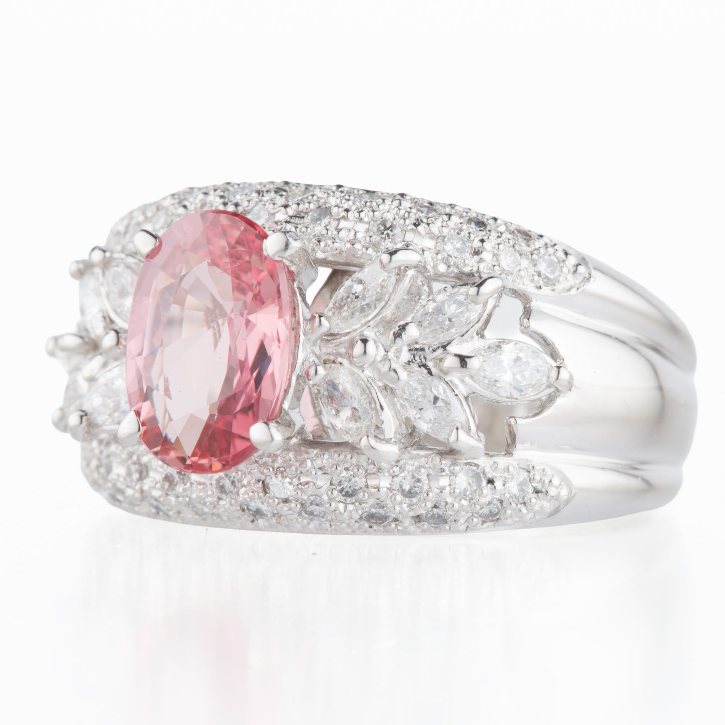 1.87ct パパラチアサファイアxダイヤモンドプラチナ製リング（1.87ct　D0.82ct Pt900）GIA