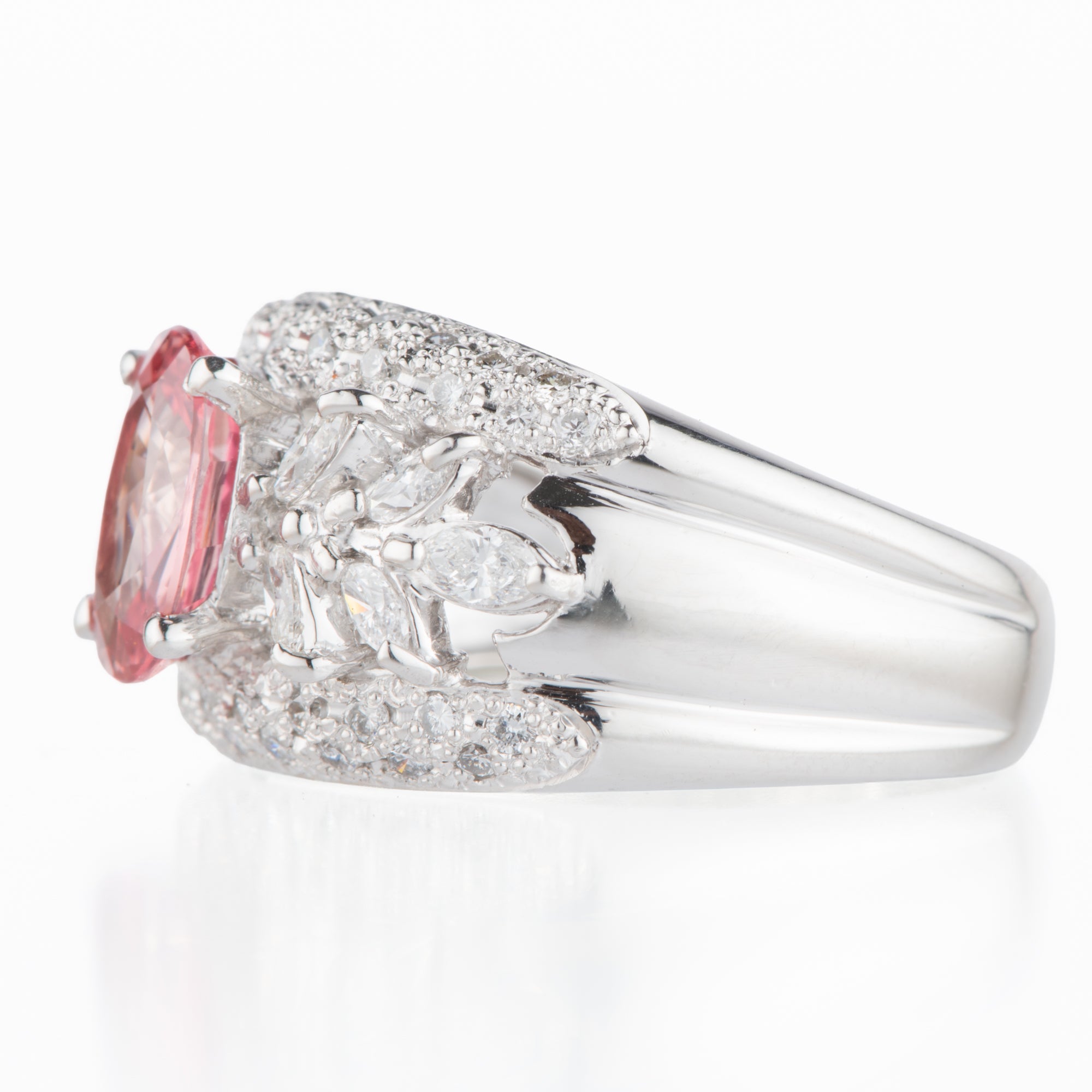 な*☆様 pt900 パパラチアサファイア リング【13.5号】 1.87ct パパラチアサファイアxダイヤモンドプラチナ製リング（1.87ct