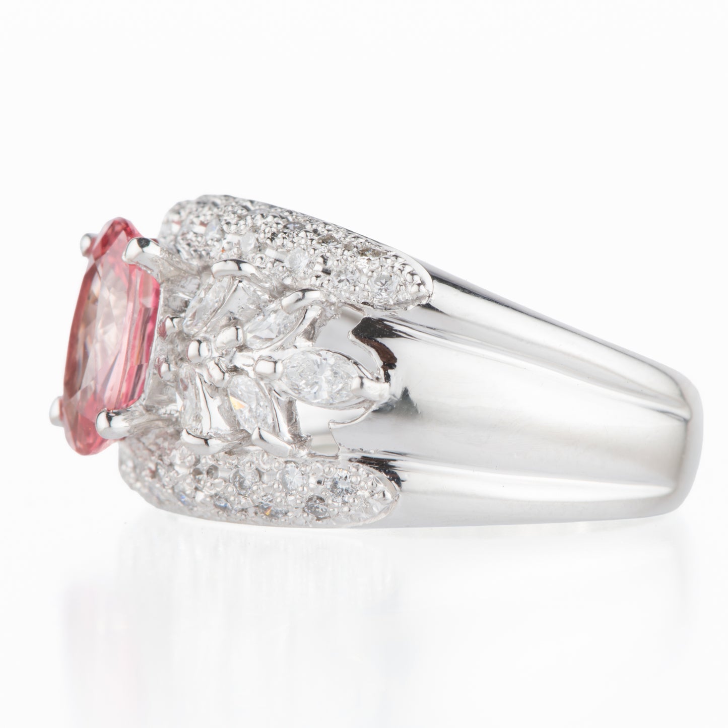 1.87ct パパラチアサファイアxダイヤモンドプラチナ製リング（1.87ct　D0.82ct Pt900）GIA