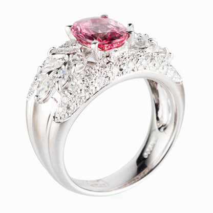 1.87ct パパラチアサファイアxダイヤモンドプラチナ製リング（1.87ct　D0.82ct Pt900）GIA