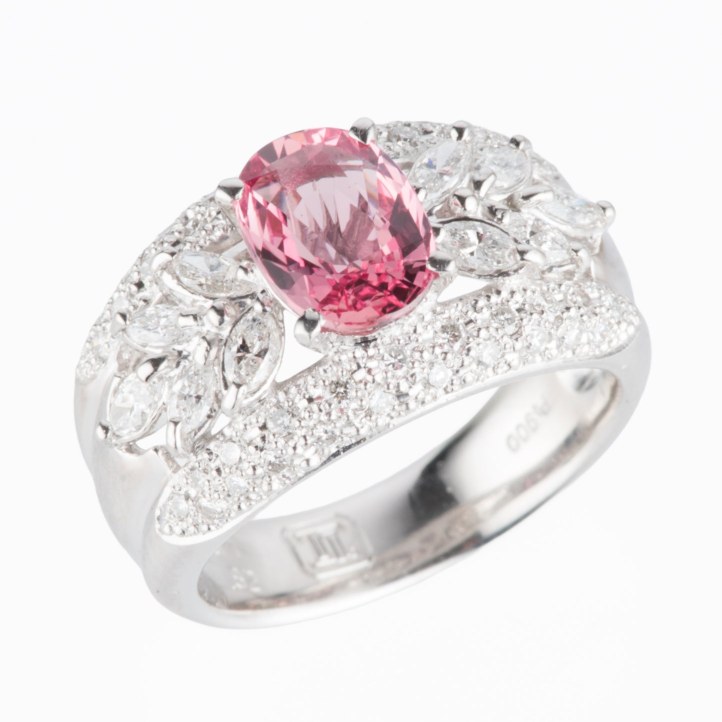 1.87ct パパラチアサファイアxダイヤモンドプラチナ製リング（1.87ct　D0.82ct Pt900）GIA