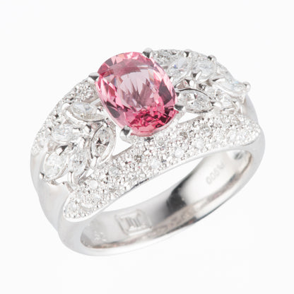 1.87ct パパラチアサファイアxダイヤモンドプラチナ製リング（1.87ct　D0.82ct Pt900）GIA