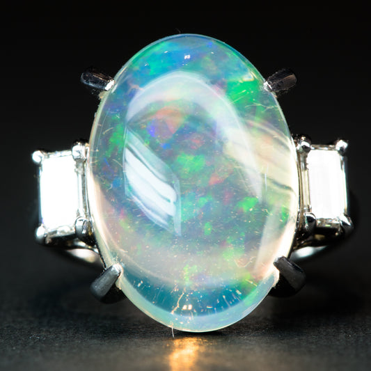 メキシコオパールプラチナリング MO 9.47ct D:0.62ct Pt900