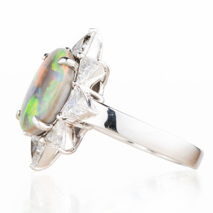 2.87ct セミブラックオパールダイヤモンドプラチナリング