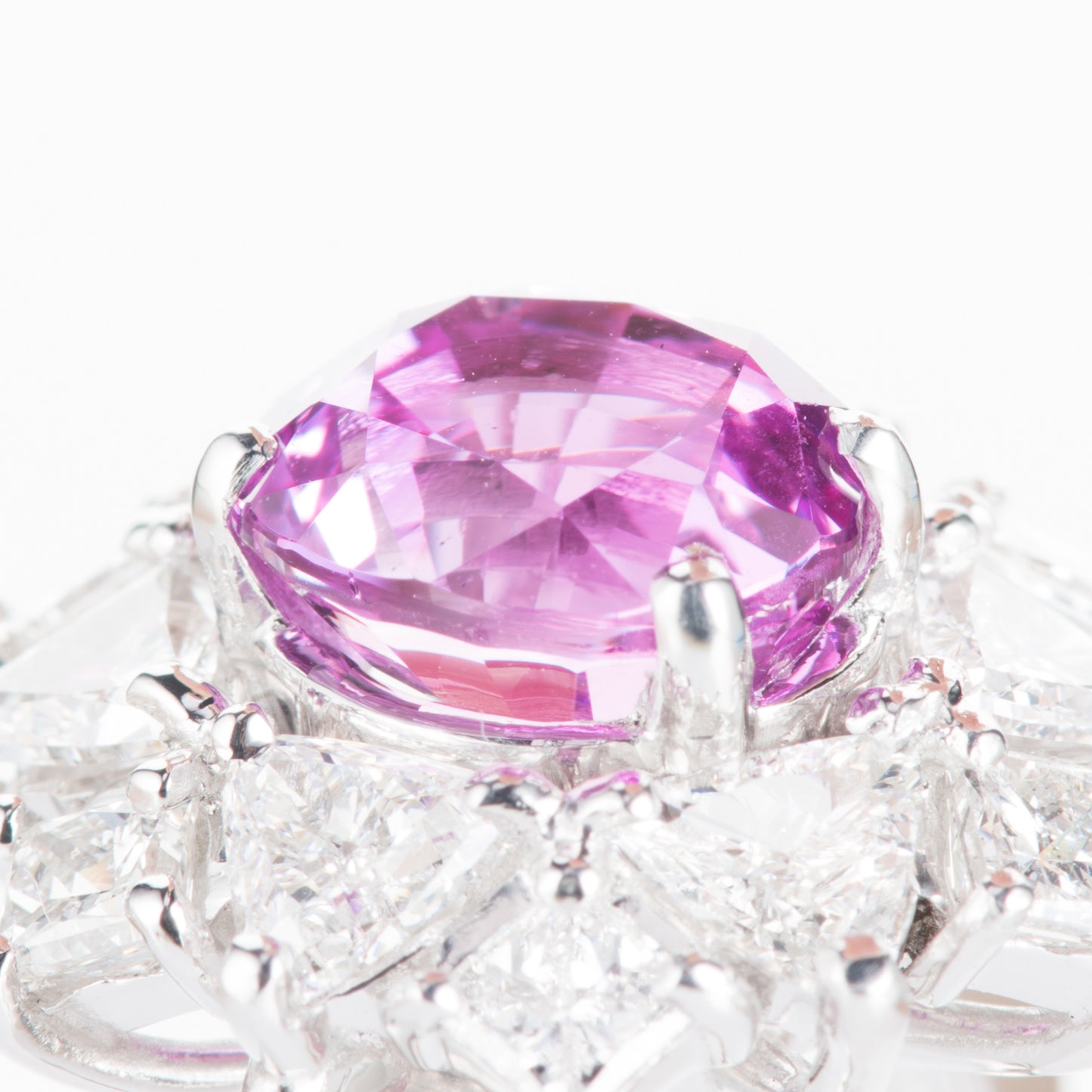 3ct 非加熱ピンクサファイアプラチナリング S:3.05ct D:1.74ct Pt950 GIA