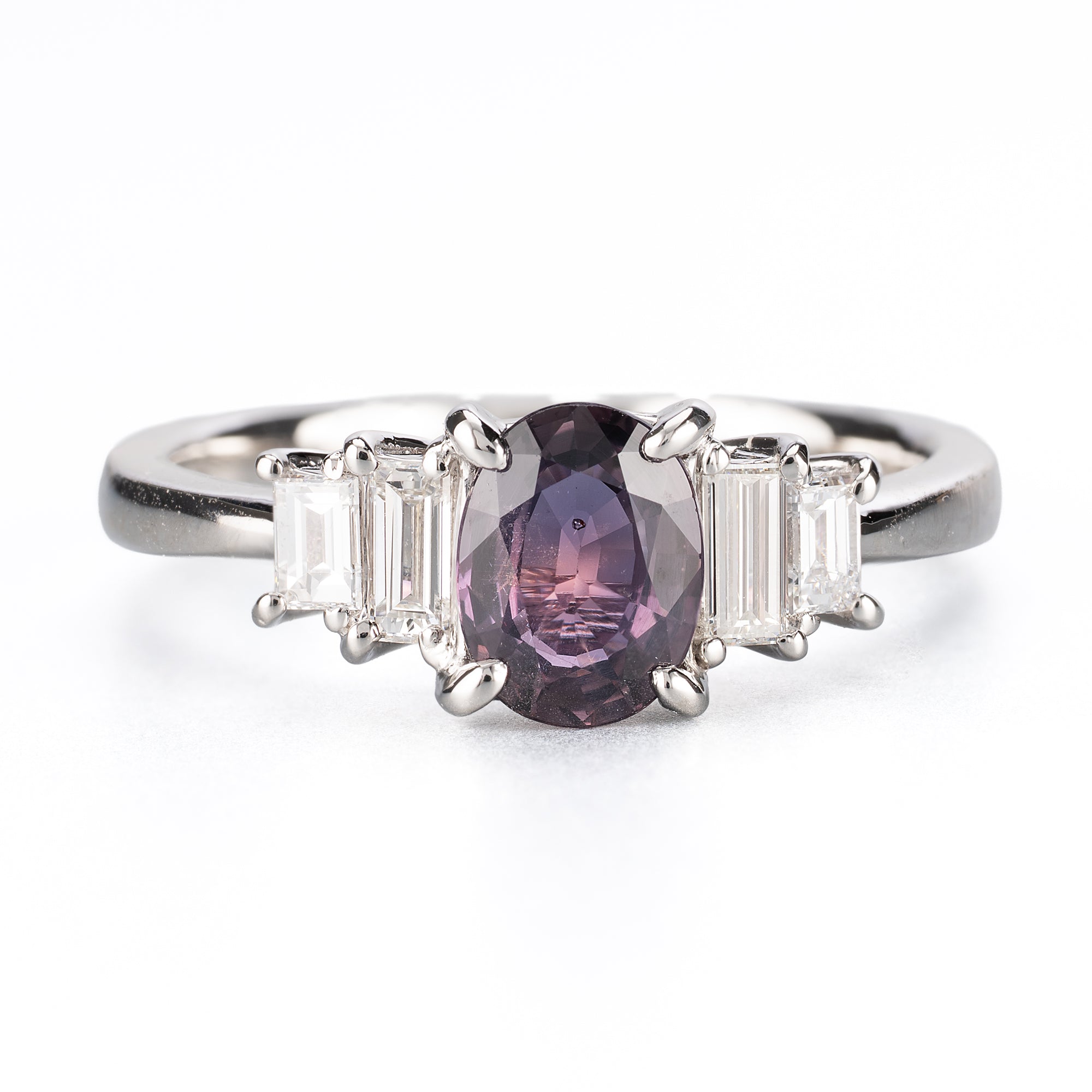 Pt900 タンザニア産 非加熱サファイア 1.04ct ダイヤモンド 0.36ct (G