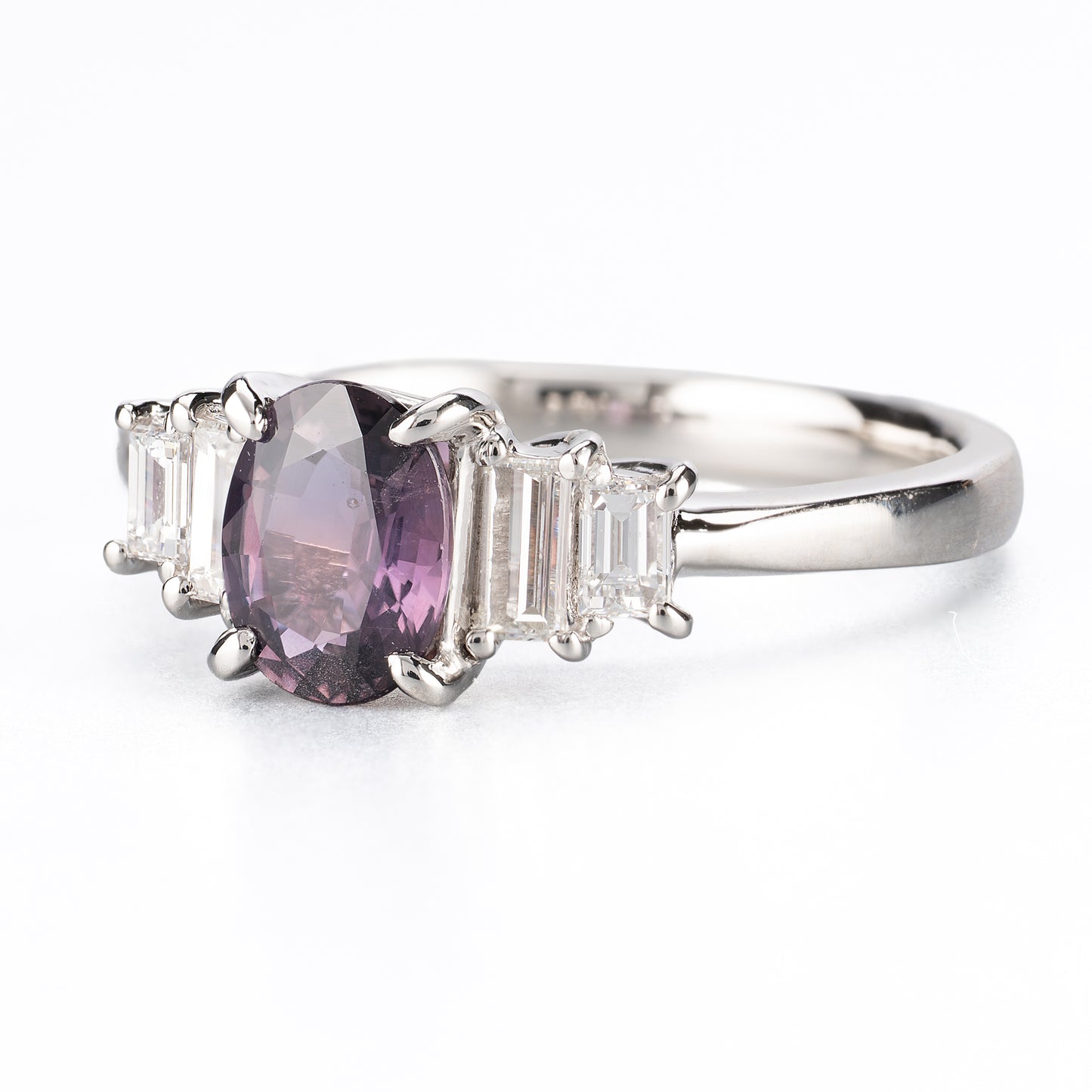 Pt900 タンザニア産 非加熱サファイア 1.04ct ダイヤモンド 0.36ct (G/VS) リング（GIA鑑別付）